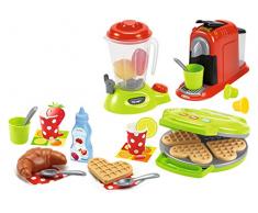 Smoby 7600002624 - Set Frullatore, Piastra Waffel, Macchina Caffè con Accessori