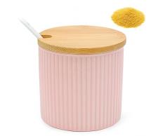 Fahibin Zuccheriera in ceramica con cucchiaio e coperchio,Formaggiera con Coperchio,per Cucina, Bianca