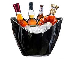 Raincol Secchiello per il ghiaccio in acrilico nero, 8 litri, per bevande e feste, per uso alimentare, contiene 5 bottiglie e ghiaccio