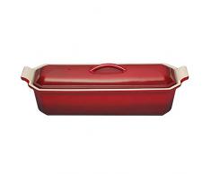 Le Creuset Terrina Rettangolare con Pressa, Gres, Ciliegia, 28 cm