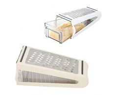 BORDSTRACT Grattugia per Scatole, Grattugia per Formaggio in Acciaio Inox con Contenitore, Grattugia Professionale A Doppio Lato per Formaggio, Verdure, Pane Grattugiato