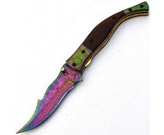 Coltello da tasca pieghevole in acciaio di Damasco Coltello interamente personalizzato fatto a mano con guaina superiore Chef Cucina di casa Utensili da campeggio Collezione di coltelli da pesca 9690