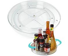 Skupro Organizzatore per Giradischi Lazy Susan, Portaspezie Rotante, Organizzatore per ripiano per armadietto Trasparente, Vassoio portaoggetti Rotante, Portacondimenti 23,5X4 cm