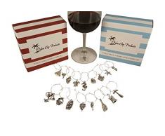 Kit segna bicchieri da vino con i temi della spiaggia e del vino due set per un totale di 18 pezzi