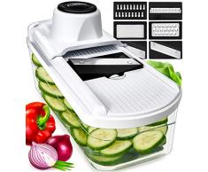 7-en-1 Mandolina per Verdure Affetta Verdure Manuale con - Mandolina Professionale Taglia Verdure Affettatrice Julienne Grattugia Zester Tagliaverdure per Formaggio Patate Carote