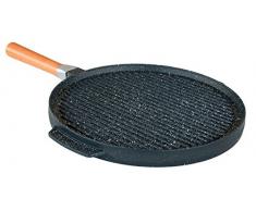 PEDRAS - Padella Doppia Piastra Pietra Lavica Ceramicata per Grill e Crepes + 3 Accessori Omaggio - Made in Italy (32 Centimetri)