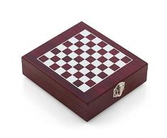 Oramics, accessori per vino e scacchi, 2 in 1, Scatola per appassionati di vino e sommelier, Scatola in legno con scacchiera stampata, figure degli scacchi e accessori per vino