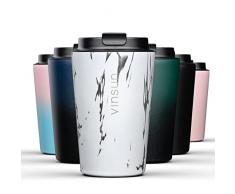 VINSUN Tazza Termica da Viaggio 350ml - Thermos per Caffè e Tè caldo e freddo - Bicchiere Termico in Acciaio Inox a Doppia Parete - Coperchio con Beccuccio, Chiusura Ermetica, Senza BPA