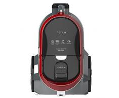 Tesla BGL400BR - Aspirapolvere senza sacchetto (800W, rumorosità 72 dB, raggio di azione 8m, filtro HEPA lavabile, capacità serbatoio 2,50L, potenza min-max) Nero-rosso-argento