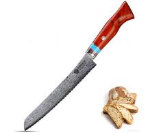 WILDMOK Coltello da pane seghettato da 20,7 cm - 67 strati in acciaio Damasco - Coltelli da torta resistenti alle macchie e alla corrosione