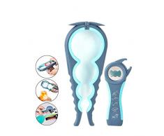 Kit apribottiglie Easy Jar, apri barattoli multifunzione 5in1 e 4in1, semplici da usare per bambini, anziani e affetti da artrite, ausilio per pinza manuale in silicone