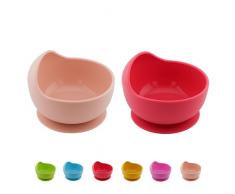 Raaz365 Ciotola in silicone con ventosa, ciotola per neonati e bambini a partire dai 6 mesi, in silicone con aspirazione (crema e rosa punch)