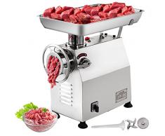 VEVOR Tritacarne Elettrico da Banco in Acciaio Inox 1100W Produzione 350kg/H, Tritacarne in Acciaio Inox del Carne da Cucina Commerciale per Salsicce Salami Wurstel Velocità 170 giri/min Potenza 1100W
