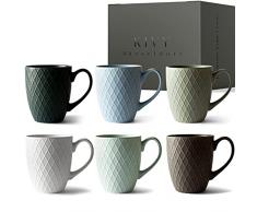 KIVY Set Tazzine Caffè [6 x 400 ml] – Tazze Colazione grande di Qualità con Manico Grande – Set Tazze Colazione - Tazza Colazione grande - Set Colazione - Set di tazze caffè - Caffè e Tè