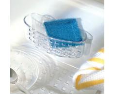 InterDesign 38900EU Portaspugne e Spazzole a Ventosa Centrale, Plastica, Trasparente