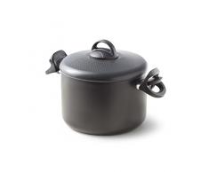 Accademia Mugnano Fuoco & Idee Pentola con Scolapasta, Resistente ed Antiaderente, Alluminio, Nero, Centimetri 22, 6 unità