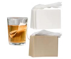 GGISUI 200pcs Sacchetti filtro per tè monouso con coulisse in materiale sicuro e naturale Bustina di tè in carta Sacchetti di tè usa e getta Set Bustina di tè vuota tè Sfuso Tisane caffè Grani 6x8cm