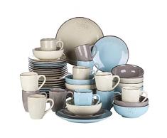 vancasso Navia Servizio di Piatti da 12 Persone 48 Pz in Gres Stile Naturale Multicolore