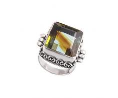 Anello in argento sterling 925 | Anello di pietra preziosa di Bicchiere naturale per donna | Anello di design turco per ragazze | Anello di fidanzamento, anello di Bicchiere | Misura anello 17