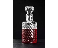 Decanter con coperchio in vetro, brocca da portata per whisky fatta a mano, decanter in cristallo da bar per bevande alcoliche da 1250 ml (Diamante-Top)