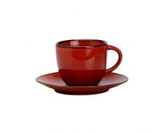 Avet Spain Set di tazze per caffè con piatto, Gres 6.8x6.8x6 cm rosso