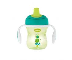 Chicco Training Cup, Un Bicchiere Antigoccia Bambini, Una Tazza per Imparare a Bere, Beccuccio Ergonomico Semi-Soft, Valvola e Manici Rimovibili - Verde/arancione, Colori Assortiti, 6 Mesi+