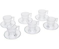 Pasabahce Casablanca 95753 - Tazzine da Caffè Espresso con Piattini, 70 ml, Confezione da 12 pezzi (6 piattini e 6 tazzine)
