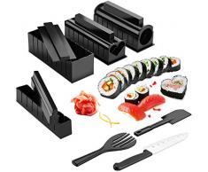 Kit per sushi, 11 kit fai da te per sushi, sushi, rotolo di sushi, stampo per rotolo di riso incluso coltello per sashimi per cucina fai da te facile da usare