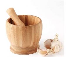 WQF Set Mortaio pestello, pestello in Legno e Mortaio, Ciotola Guacamole in Legno Naturale per spezie, condimenti, Paste, pesti, Guacamole, trita Erbe e spezie