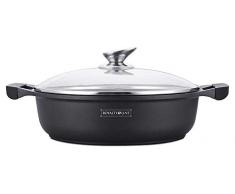 Royalty Line - RL-BR32M - Pentola Bassa, con Rivestimento Antiaderente, Coperchio in Vetro, Induzione, 5.5 Litri, 32 cm