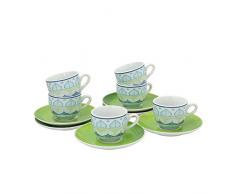 Tognana OM085015456 Set 6 Tazze caffÃ¨ Olimpia Ginger, Porcellana, Verde, 12 unitÃ 