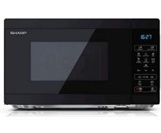 Sharp YC-MS02EB - Forno a microonde 20lt con programma di scongelamento, funzione ECO, timer, sicurezza per bambini, incluso piatto girevole, controllo digitale