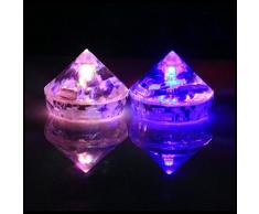 Ecrazybaby888, luci LED immergibili lampeggianti, con sensore rileva-liquido, a forma di cubetti di ghiaccio, luci LED multicolore (12 pezzi), per bere vino, torri di champagne, feste matrimoniali, decorazioni natalizie Diamond Shape