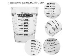 Misurino in vetro Misurino Coppa in brocca Tazza trasparente Oz/Ml/Cucchiaino/Cucchiaio da tavola 4 Bilancia 1 bicchiere da 30ml Utensile da cucina Misurino in vetro per cucina o ristorante, fac