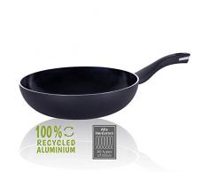 Berndes Padella da 28 cm, b.Green in Alluminio induzione, Wok Realizzato al 100% da lattine di Bevande riciclate, Nero