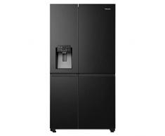 Hisense RS818N4TFE - Frigorifero side-by-side /179 cm/Compressore Inverter Total NoFrost/Multi Air Flow/Dispenser acqua con serbatoio acqua/frigorifero 417 l/congelatore 215 l/nero