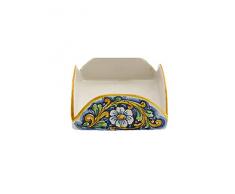 ILAB Portatovaglioli quadrato in ceramica decorata a mano da ceramisti siciliani di Santo Stefano di Camastra barocco art 9