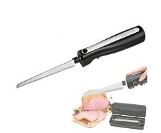 Coltello elettrico da cucina, coltello elettrico per carne, coltello da cucina (ideale per surgelati, in acciaio inox, lama ondulata, coltello per pane, 120 Watt, nero)