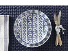 Fill 21301 Set 4 Piatti in Porcellana, Collezione Indaco, Fl.002 Indaco