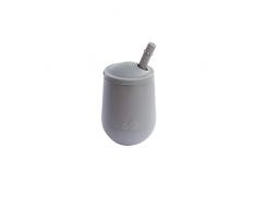 ezpz Mini Cup 12 mesi + Bicchiere da allenamento per bambini piccoli con coperchio e cannuccia. 100% silicone. Progettato da uno specialista in alimentazione pediatrica. Grigio scuro