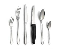 BEWOS Servizio di posate per 6 persone, set di posate in acciaio inox da 36 pezzi con coltelli da bistecca, inclusi coltello, forchetta, cucchiaio, lucidati a specchio e lavabili in lavastoviglie