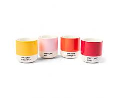 Pantone China Macchiato - Set di 4 tazze termiche, colore: Giallo 12 C, Red2035 C, arancione 021 C, rosa chiaro 182C