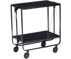 Leifheit Side-Car Carrello cucina nero salvaspazio, Carrello vassoio doppio con rotelle per rotazione a 360°, Carrello portavivande a 2 ripiani