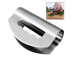 iwobi Coltello Mezzaluna,Mezzelune da Insalata in Acciaio INOX Tritatutto per Insalata,Doppia Lama