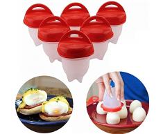 Fmlkic cuociuova in silicone,6 PCS Cuoci Uova Sode Senza Guscio, Silicone Cuociuova Bolli Uovo Fornello in Camicia Antiaderente Casa e Cucina Accessori per Uova Sode Egg Cooker BPA Free.