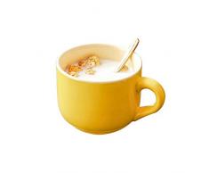 MUXUE Tazza da caffè in Ceramica, Tazza per La Colazione da Latte a Base di Farina Davena, Tazze da tè con Cucchiai 600 ml, Regali Eleganti e Creativi per Amici e Parenti （Giallo）