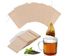 200 Pezzi Bustine da tè Filtro, 7x9 CM Sacchetti Filtro per Tè con Coulisse, Bustine da tè Usa e Getta per Tè Sfuso Tisane caffè Erbe Spezie, Marrone