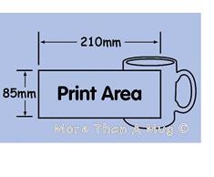 Tazza personalizzata con qualsiasi messaggio di testo, logo o immagine (foto), stampati su una tazza da 325 ml, colore: bianco
