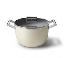 Smeg CKFC2611CRM - Casseruola con coperchio, 26 cm, colore: Crema