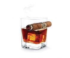 Bicchiere da whisky con portasigari, Old Fashion Wine Bourbon Brandy Birra Liquore Cup 14 OZ 320ml Hand-free per gli amanti di sigarette Cigar per la casa e il bar, Regali per il vino